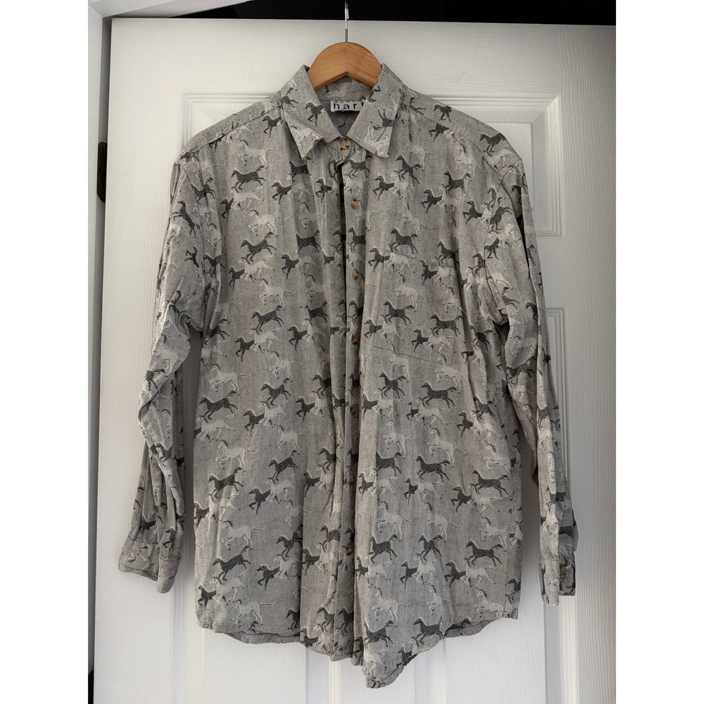 Keren Hart Womens Vintage Horse Button Down Shirt Cottage Western